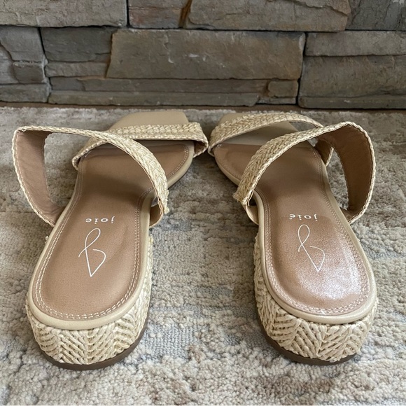 Joie Cherish Slide Sandals Open Toe Heels Short Heel Raffia Cream Beige Tan: 9.5 - Picture 3 of 8